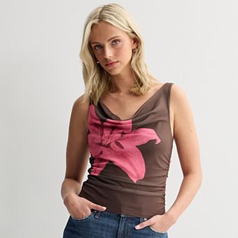 Juniors' Pink Republic Mesh Cowl Tank Top