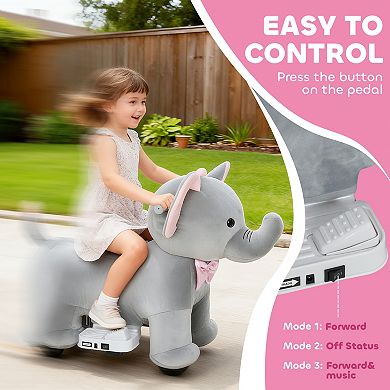 Qaba 6V Ride on Horse, Kids Ride on Toy Elephant with Music, Forward