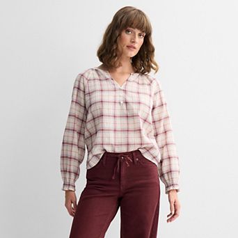 Petite Sonoma Goods For Life® Smocked Wrist Henley Top