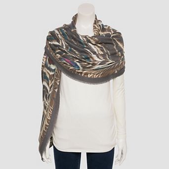 Women's Nine West Feather Peacock Super Soft Wrap Scarf