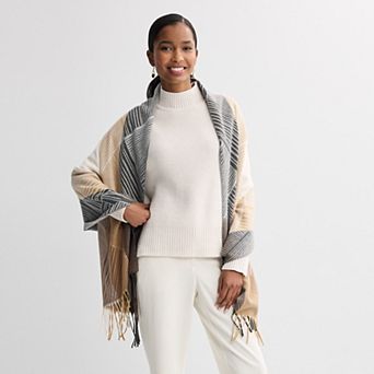 Women's Nine West Diamond Geo Feather Soft Wrap Scarf