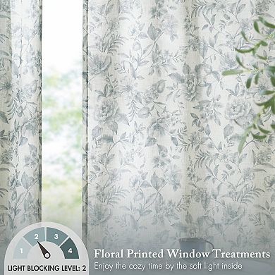 Madison Park Lana 2-Pack Light-Filtering Floral Print Window Curtain Panels