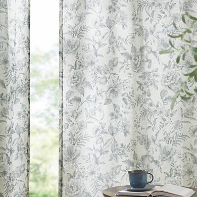 Madison Park Lana 2-Pack Light-Filtering Floral Print Window Curtain Panels