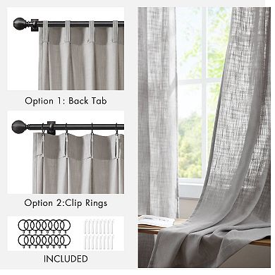Madison Park Emery 2-Piece Poly-Linen Pinch Pleat Window Curtain Panels