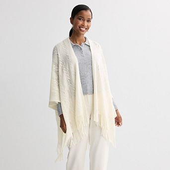 Women's Nine West Mix Pattern Raschel Knit Ruana