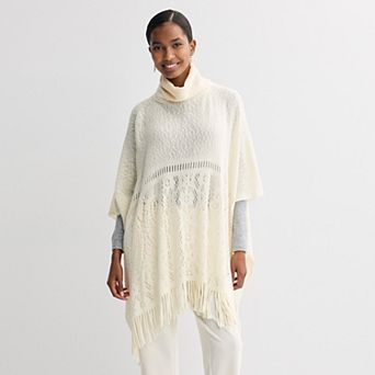 Women's Nine West Rashchel Knit Poncho Topper With Cowl Neck