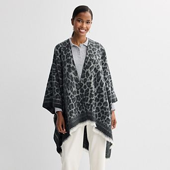 Women's Nine West Leopard Jacquard Ruana Topper