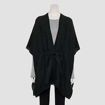 Women's Nine West Reversible Pleated Ruana Topper With Waist Tie