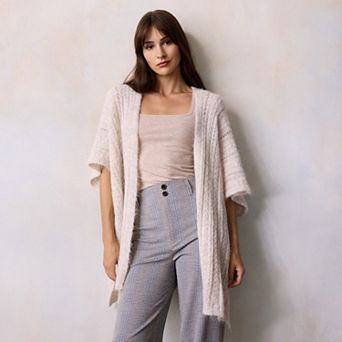 LC Lauren Conrad Cozy Knit With Shine Ruana Topper