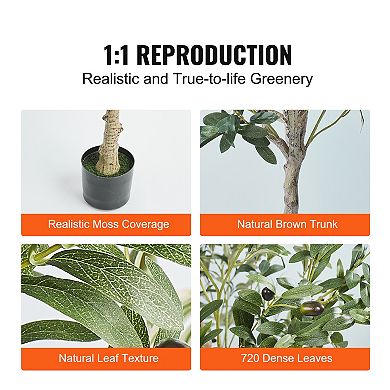 Artificial Olive Tree, 5FT Faux Plant, PE Material&Anti-Tip Tilt Protection, for Home Office Outdoor
