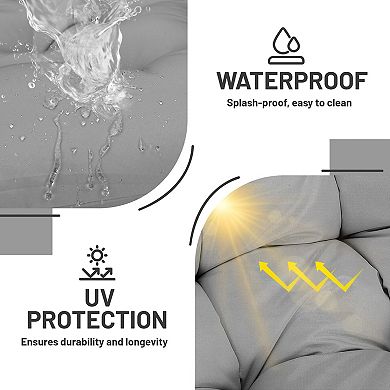 Egg Chair Cushion Replacement, 7'' Thick Waterproof Hanging Chair Cushion with 4 Ties & Soft cotton