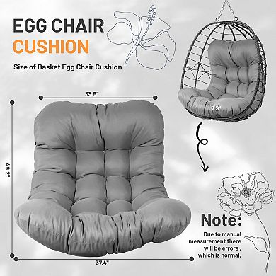 Egg Chair Cushion Replacement, 7'' Thick Waterproof Hanging Chair Cushion with 4 Ties & Soft cotton