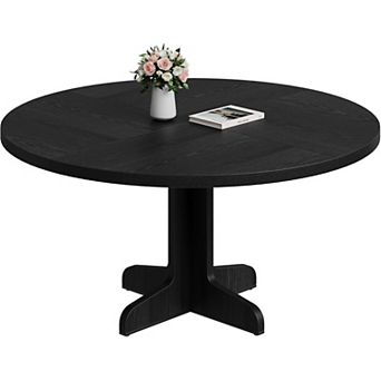 47 in Round Dining Table for 4-6, Farmhouse Wood Top Stable Legs (Table Only)