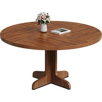 47 in Round Dining Table for 4-6, Farmhouse Wood Top Stable Legs (Table Only)