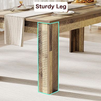 71" Rustic Brown Farmhouse Dining Table for 6-8, Triangle Legs
