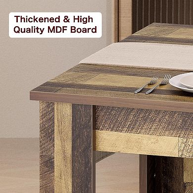 71" Rustic Brown Farmhouse Dining Table for 6-8, Triangle Legs