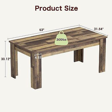 71" Rustic Brown Farmhouse Dining Table for 6-8, Triangle Legs