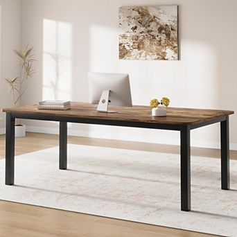 78.7 in Dining Table, 2-Person Industrial Office Desk with Chamfer Design