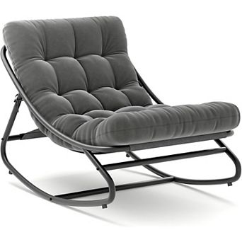 450lbs Outdoor Rocker Chair, Adjustable Swing Papasan with Waterproof Cushion
