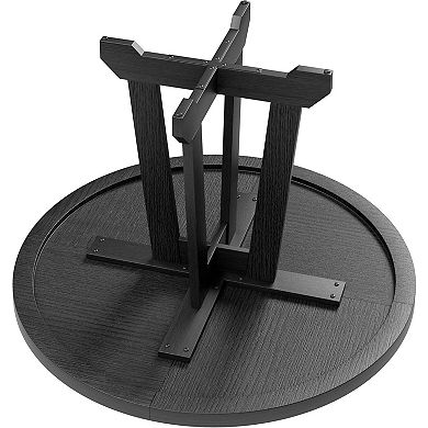 47" Round Farmhouse Dining Table for 4-6, Wood Top Sturdy Pedestal Base