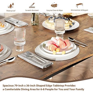 79" Dining Table for 6-8, Iron Legs 300Lbs Capacity