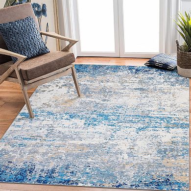 Abstract Art Area Rug Non Slip Vacuum Clean Ultra Thin Stain Resistant Carpet for Dining Room