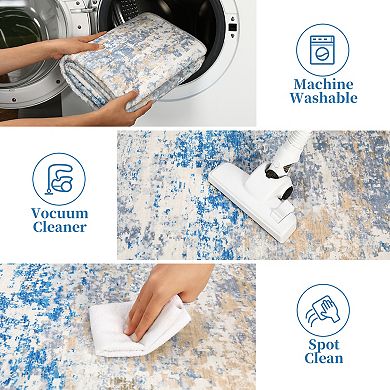 Abstract Art Area Rug Non Slip Vacuum Clean Ultra Thin Stain Resistant Carpet for Dining Room