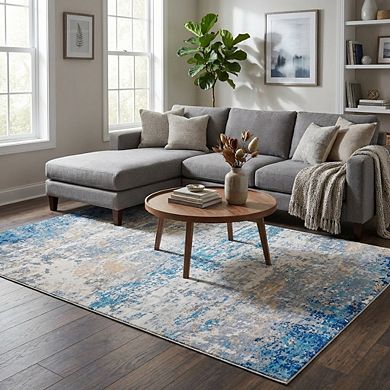 Abstract Art Area Rug Non Slip Vacuum Clean Ultra Thin Stain Resistant Carpet for Dining Room