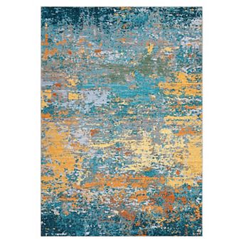 Abstract Art Area Rug Non Slip Vacuum Clean Ultra Thin Stain Resistant Carpet for Dining Room