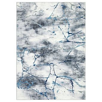 Abstract Area Rug Machine Washable Low Pile Pet Friendly Foldable Carpet for Hallway Entrance