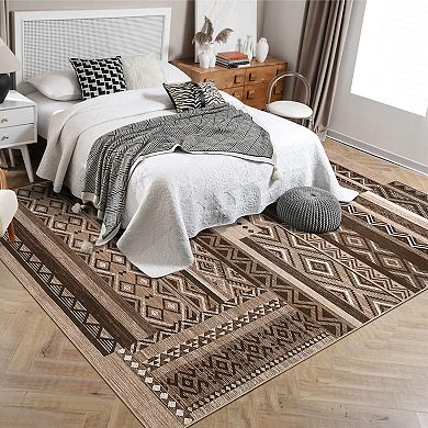 Modern Geometric Area Rug Machine Washable Non Slip Non Shedding Rug Mat for Living Room Laundry