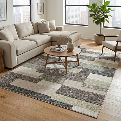 Modern Abstract Area Rug Non Slip Stain Resistant Foldable Vacuum Clean Carpet for Bathroom Hallway