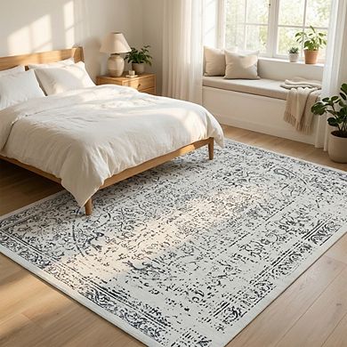 Vintage Area Rug Machine Washable Non Slip Non Shedding Stain Resistant Carpet for Bedroom