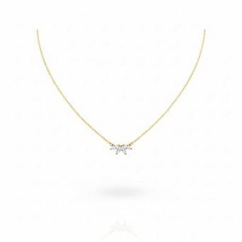 Gold Plated Leaf Pendant Necklace, Dainty CZ Choker Layered Jewelry