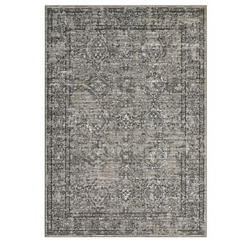 Vintage Floral Area Rug Machine Washable Low Pile Pet Friendly Floor Cover for Living Room Bathroom