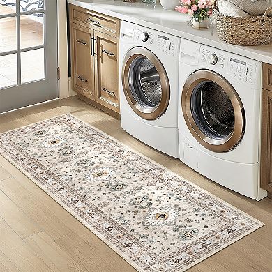 Medallion Area Rug Machine Washable Vacuum Clean Ultra Thin Stain Resistant Carpet for Kid's Room
