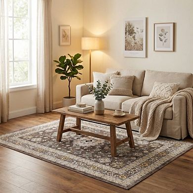 Medallion Area Rug Machine Washable Vacuum Clean Ultra Thin Stain Resistant Carpet for Kid's Room