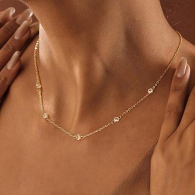 Gold Plated Cubic Zirconia Station Necklaces, Trendy Christmas Gift