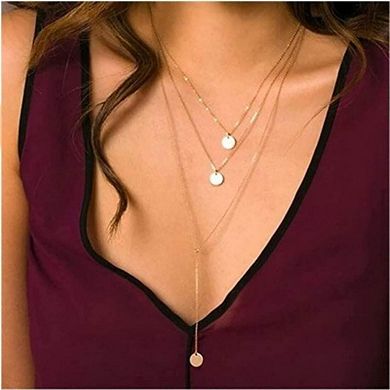 Fashion Layered Long Necklace with Coin Pendant and Charm
