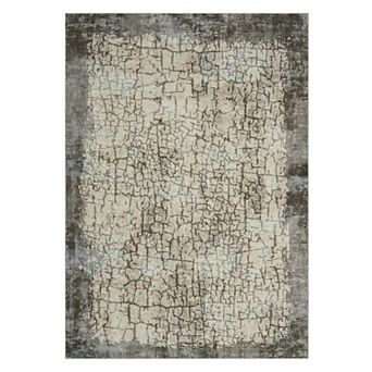 Abstract Crackle Area Rug Machine Washable Low Pile Pet Friendly Carpet for Entrance Kid's Room