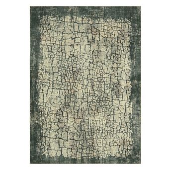 Abstract Crackle Area Rug Machine Washable Low Pile Pet Friendly Carpet for Entrance Kid's Room