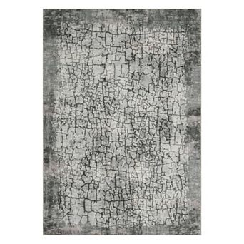 Abstract Crackle Area Rug Machine Washable Low Pile Pet Friendly Carpet for Entrance Kid's Room