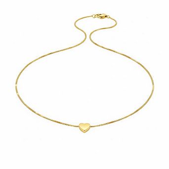 14K Gold Plated Adjustable Heart Pendant Choker, Trendy Gift