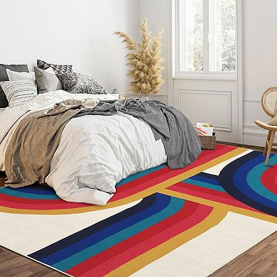 Modern Area Rug Machine Washable Vacuum Clean Ultra Thin Stain Resistant Carpet for Kid's Room