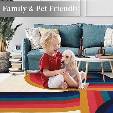 Modern Area Rug Machine Washable Vacuum Clean Ultra Thin Stain Resistant Carpet for Kid's Room
