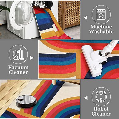 Modern Area Rug Machine Washable Vacuum Clean Ultra Thin Stain Resistant Carpet for Kid's Room
