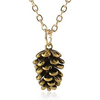 Pinecone Pendant Necklace, Metal Botanical Specimen Jewelry