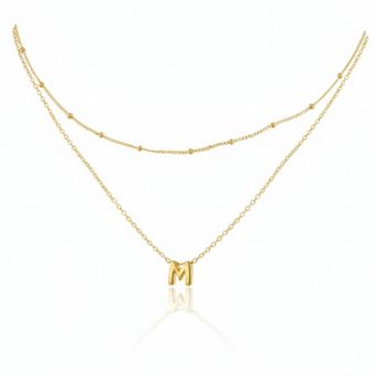 Bubble Initial Necklace, Personalized Layered Letter Pendant Choker