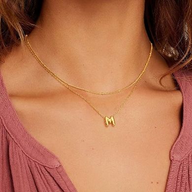 Bubble Initial Necklace, Personalized Layered Letter Pendant Choker