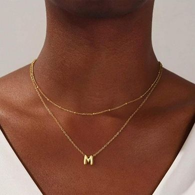 Bubble Initial Necklace, Personalized Layered Letter Pendant Choker